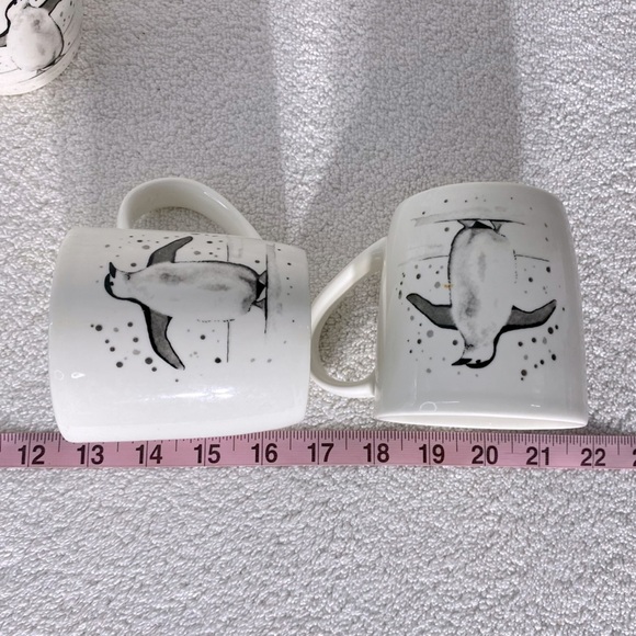 Casa Signature White Grey Ceramic Penguin Mugs X3 - Picture 2 of 10